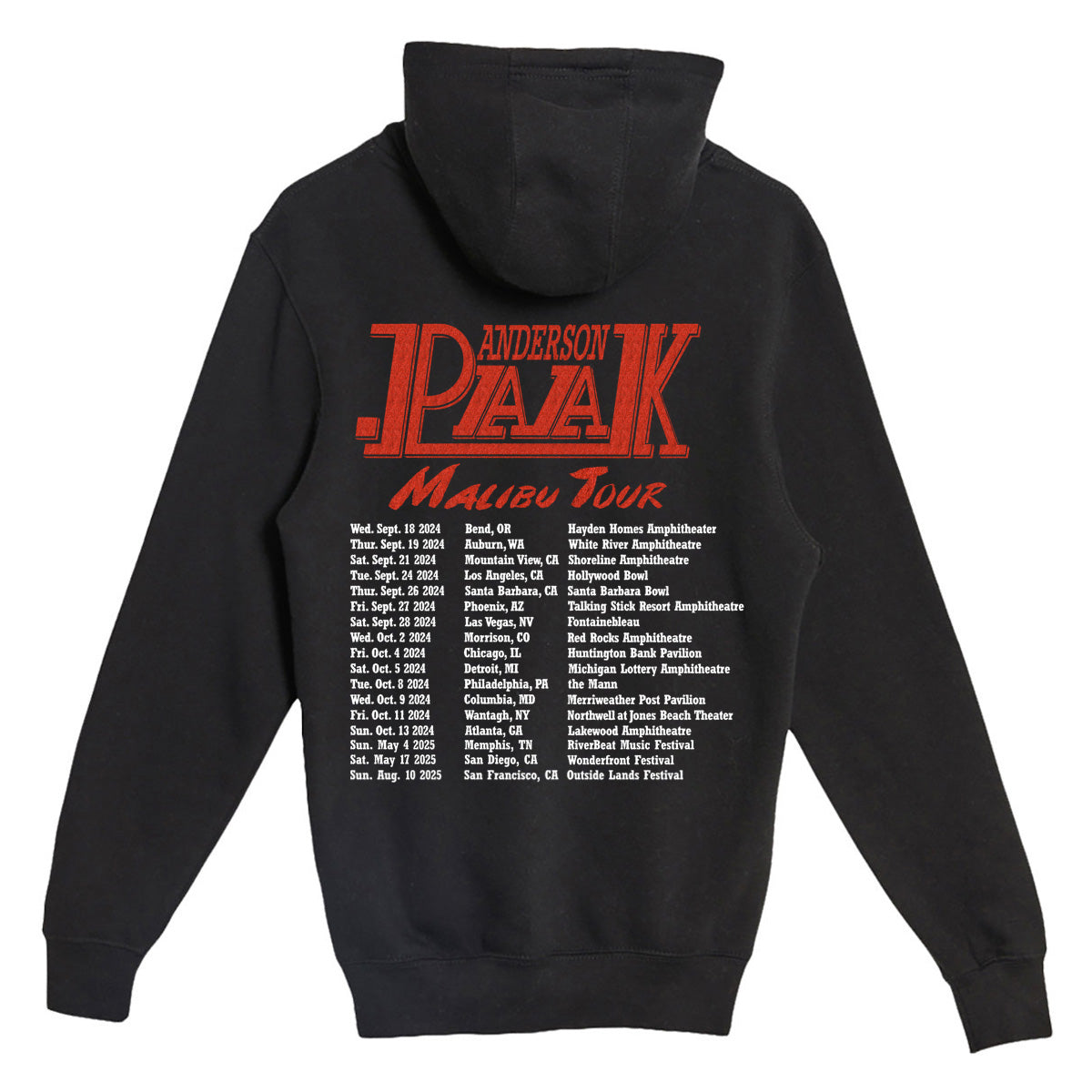Malibu Tour 2025 Black Hoodie