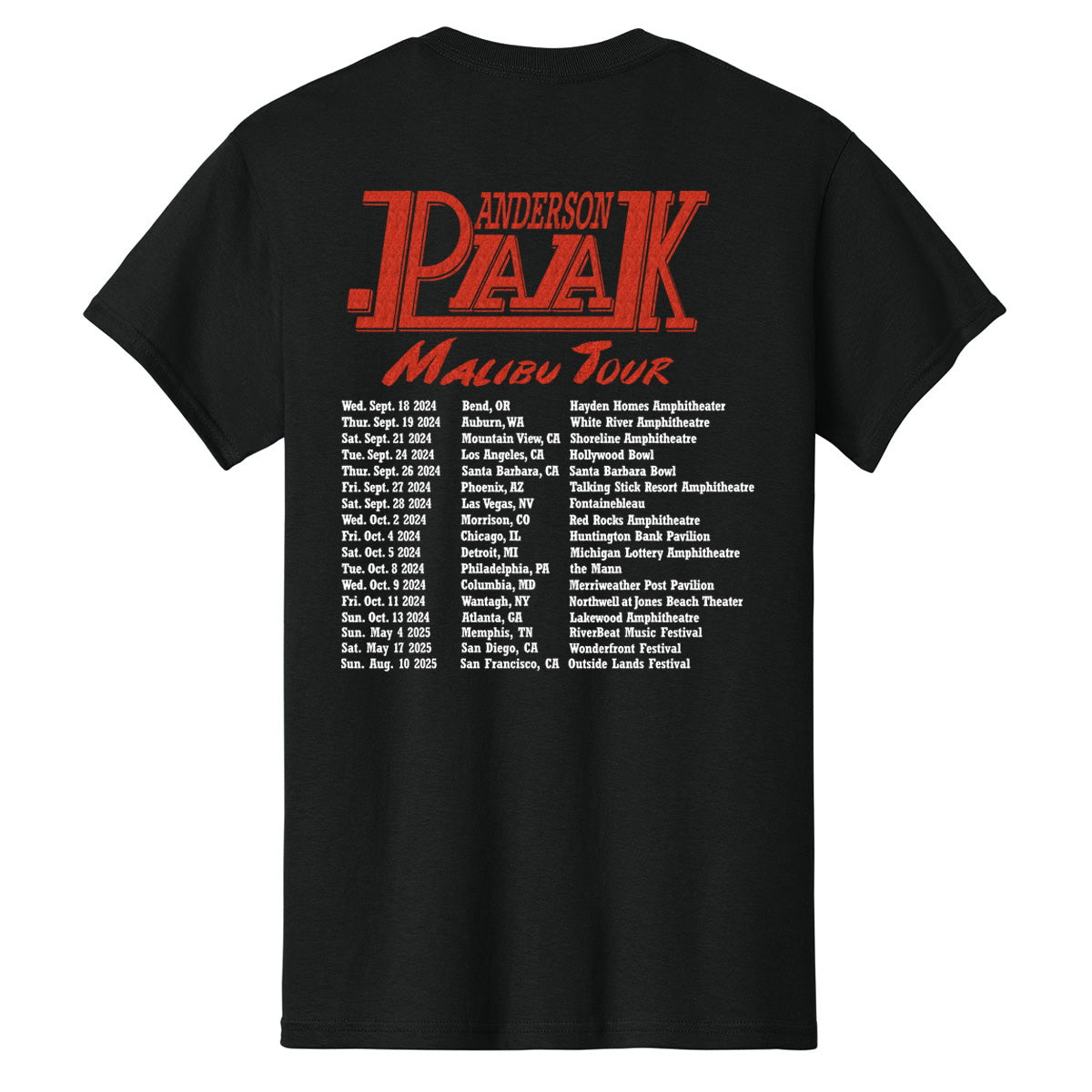 Malibu Tour 2025 Black T-Shirt